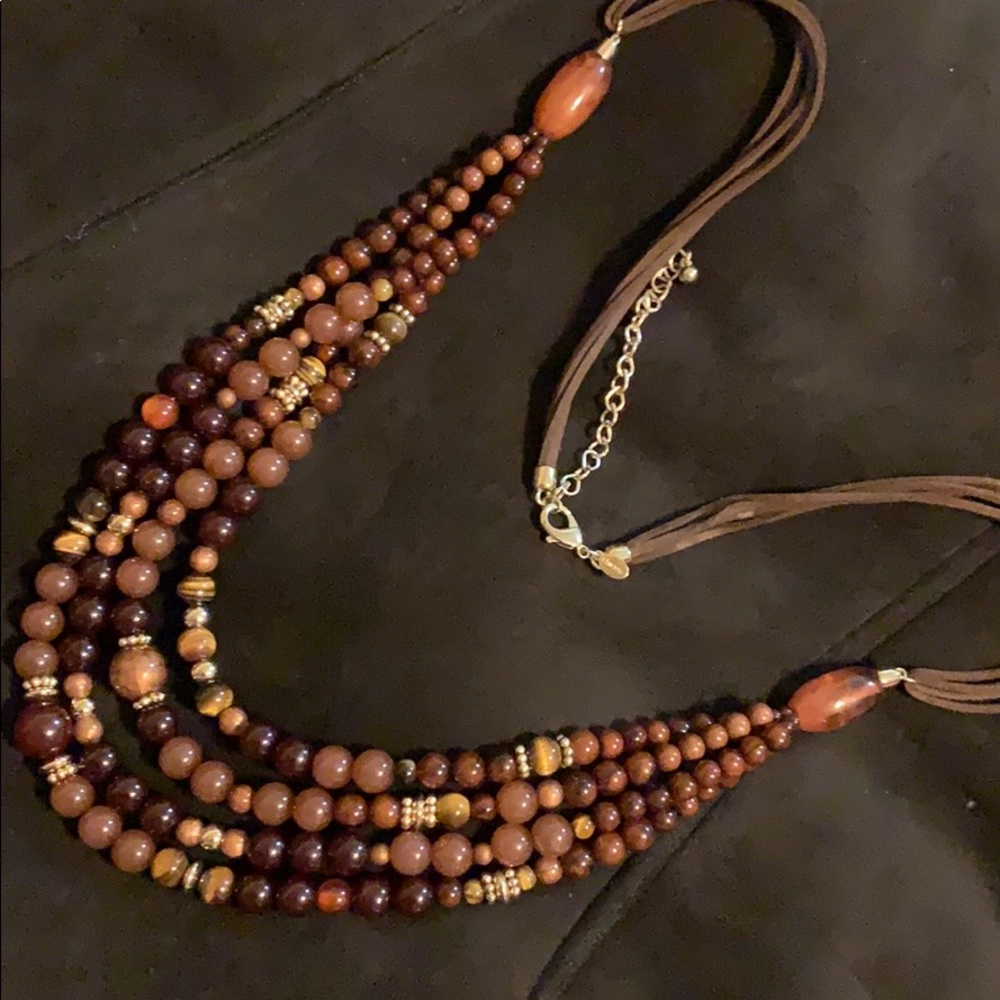 Multi layer amber beaded necklace